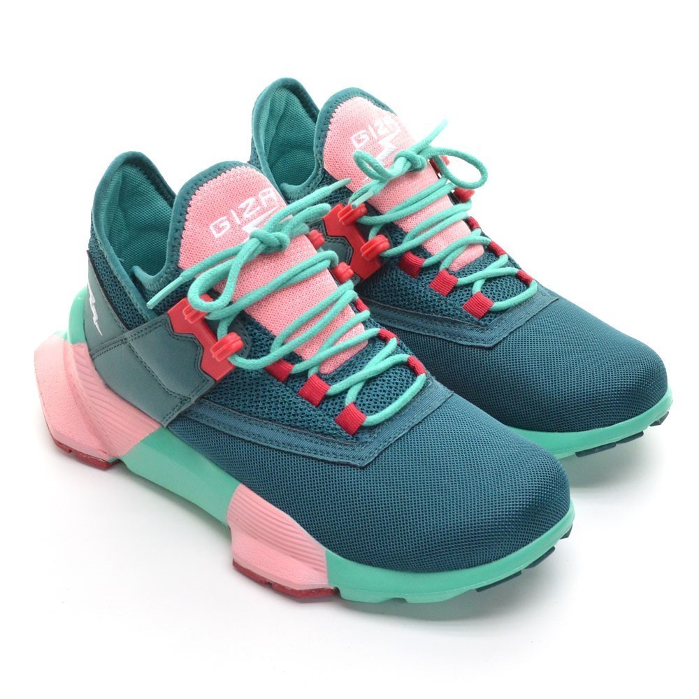 Men Giza Hero Low Top Teal Pink Lace Sneakers 7.5 M New